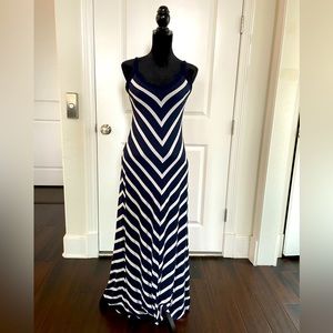 Navy and white long tank dress